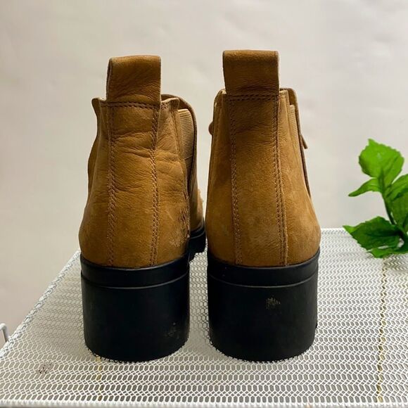 EILEEN FISHER Women Calm Tan Suede Shearling Platform lug‎ Sole Hiker Bootie 7.5 - Picture 3 of 13